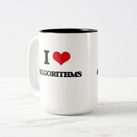 I Love Algoritmes Tweekleurige Koffiemok (Voorkant links)