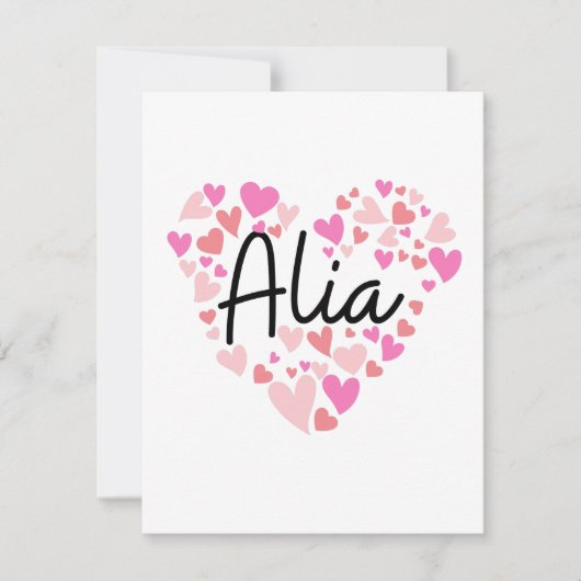I love Alia - hearts for Alia Bedankkaart (Voorkant)