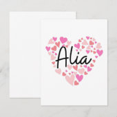 I love Alia - hearts for Alia Bedankkaart (Voorkant / Achterkant)