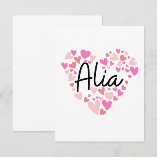 I love Alia - hearts for Alia Bedankkaart (Voorkant / Achterkant)