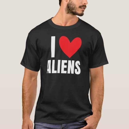 I Love Aliens Heart UFO Extraterrestrial Area 51 S T-shirt (Voorkant)