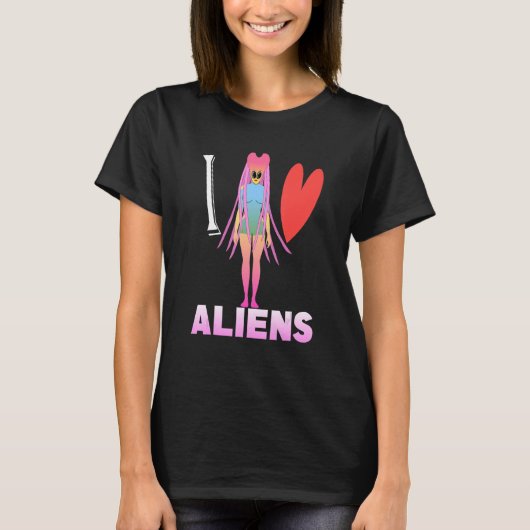 I Love Aliens Science Fiction T-shirt (Voorkant)