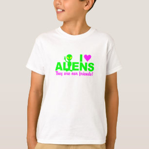 I Love Aliens shirt - kies stijl & kleur