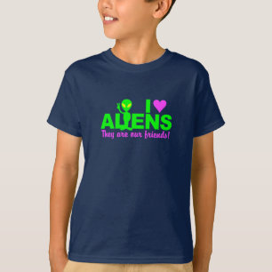 I Love Aliens shirt - kies stijl & kleur