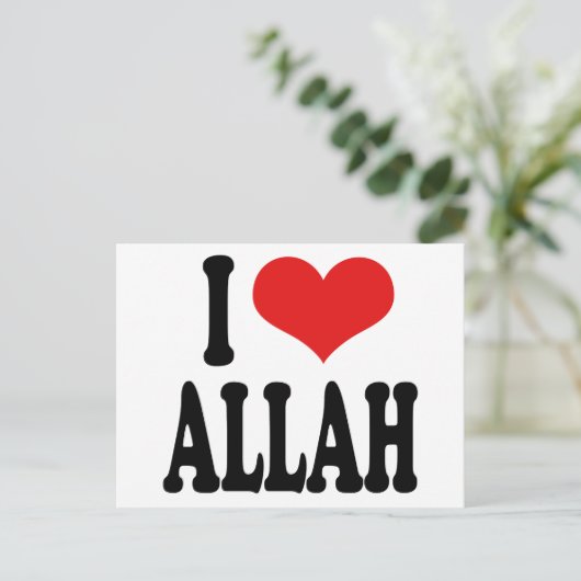 I Love Allah Briefkaart (Staand voorkant)