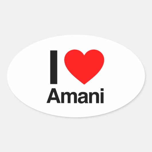 i love amani ovale sticker (Voorkant)