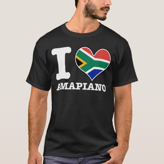 I Love Amapiano South African Flag DJ Design T-shirt (Voorkant)
