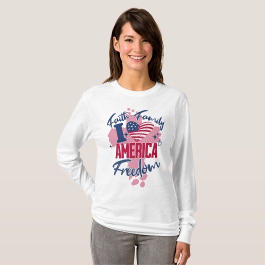 I Love America 4th of July T-shirt voor dames (Voorkant volledig)