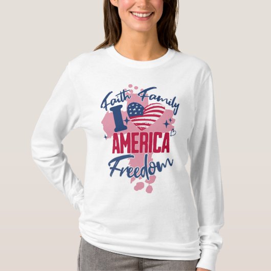 I Love America 4th of July T-shirt voor dames (Voorkant)