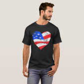 I Love America  Distressed USA flag heart T-shirt (Voorkant volledig)