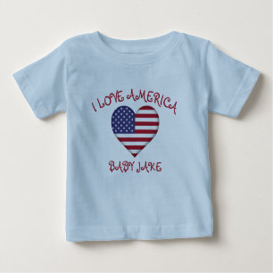I Love America Flag Voeg de naam van de baby toe