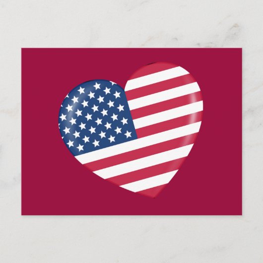 I Love America - Heart of Patriotic American Briefkaart (Voorkant)