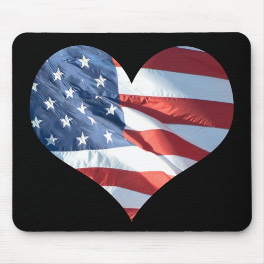 I Love America - Heart Shaped American Flag Muismat (Voorkant)