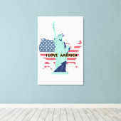 I Love America – Liberty & Pride T-shirt Canvas Afdruk (Insitu (Houten vloer))