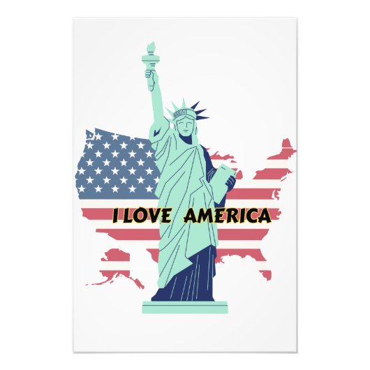 I Love America – Liberty & Pride T-shirt Foto Afdruk (Voorkant)