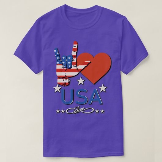 I Love America Love Sign and Flag of USA T-shirt (Design voorkant)