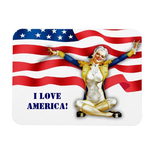 I Love America. Retro Pin-Up Magneet (Horizontaal)