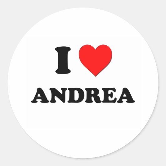 I Love Andrea Ronde Sticker (Voorkant)