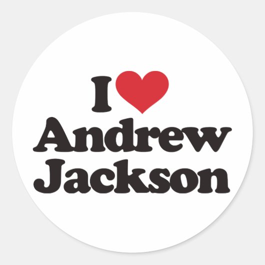I Love Andrew Jackson Ronde Sticker (Voorkant)