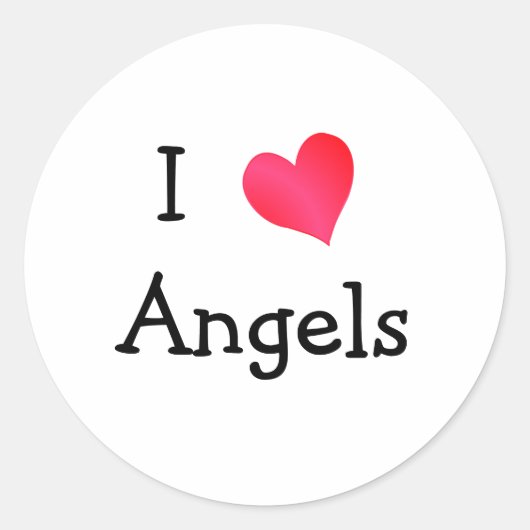 I Love Angels Ronde Sticker (Voorkant)