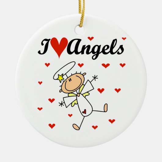 I Love Angels T-shirts and Gifts Keramisch Ornament (Voorkant)
