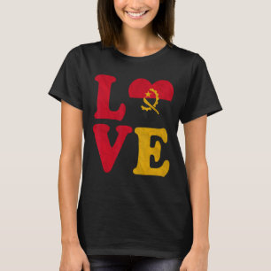 I Love Angola Flag Heart Angolan Roots Pri T-shirt