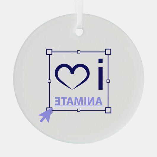 I Love Animate Glas Ornament (Achterkant)