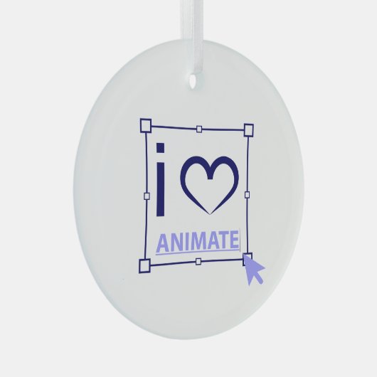 I Love Animate Glas Ornament (Voorkant Rechts)