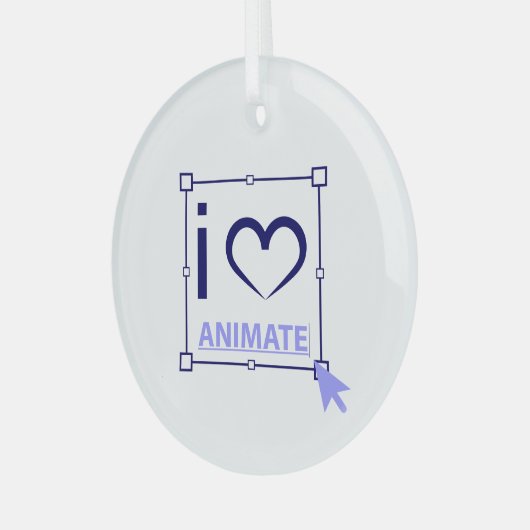 I Love Animate Glas Ornament (Voorkant links)