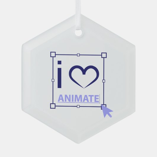 I Love Animate Glas Ornament (Voorkant)