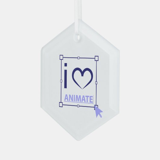 I Love Animate Glas Ornament (Voorkant links)
