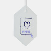 I Love Animate Glas Ornament (Voorkant Rechts)