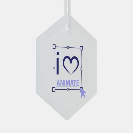 I Love Animate Glas Ornament (Voorkant Rechts)