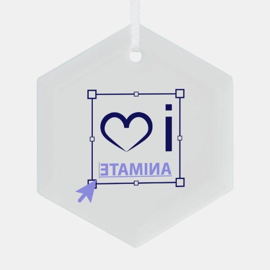 I Love Animate Glas Ornament (Achterkant)