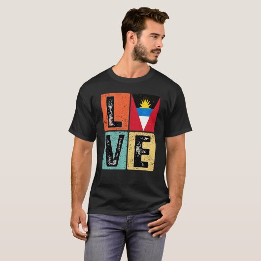 I Love Antigua And Barbuda Flag For Antiguan Barbu T-shirt (Voorkant volledig)