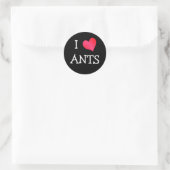 I Love Ants Ronde Sticker (Tas)