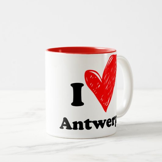 I love Antwerp Tweekleurige Koffiemok (Voorkant rechts)