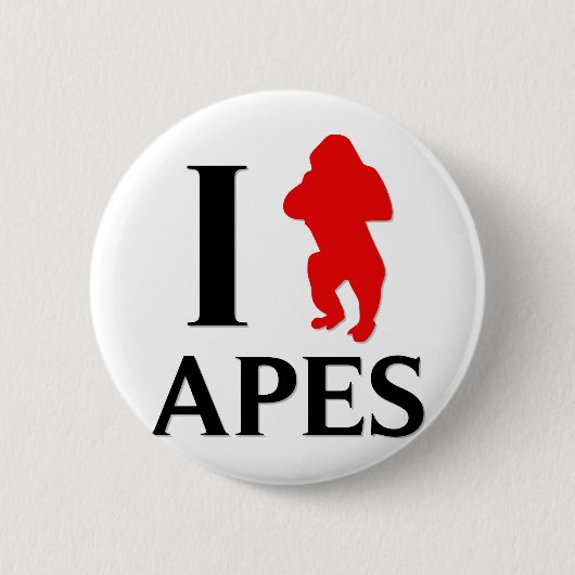 I Love Apes Ronde Button 5,7 Cm (Voorkant)
