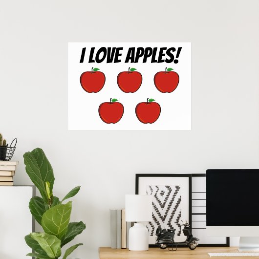 I Love Apples (5 appels) Poster (Thuiskantoor)