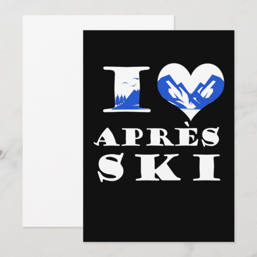 I Love Apres Ski Skiing Snow Winter Sports Gift Kaart (Voorkant / Achterkant)