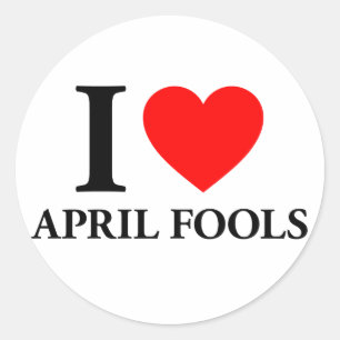 I Love April Fools Ronde Sticker