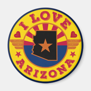 I Love Arizona State Map and Flag Magneet