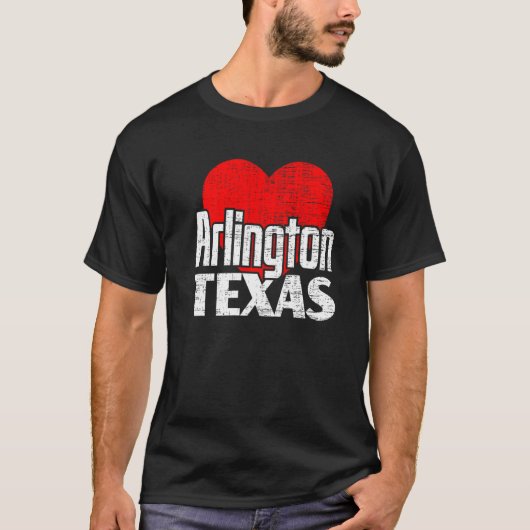 I Love Arlington Texas Retro Big Heart Arlington V T-shirt (Voorkant)