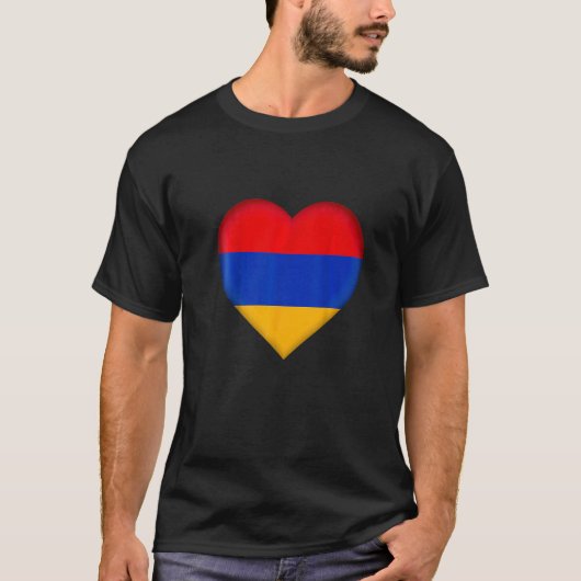 I Love Armenia  Armenian Flag Heart T-shirt (Voorkant)