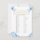 I love around the world blue Bridal shower game Kaart (Voorkant)