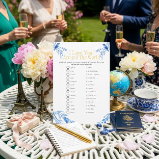 I love around the world blue Bridal shower game Kaart