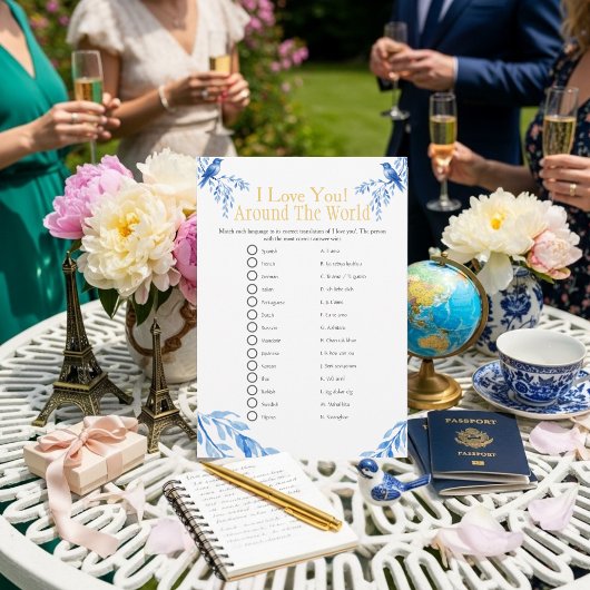 I love around the world blue Bridal shower game Kaart
