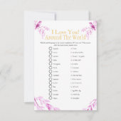 I love around the world Pink Bridal shower game Kaart (Voorkant)