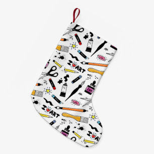 I Love Art Supplies Pattern Kleine Kerstsok