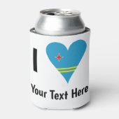 I Love (Aruba Heart Flag) gepersonaliseerd Blikjeskoeler (Blikje Voorkant)